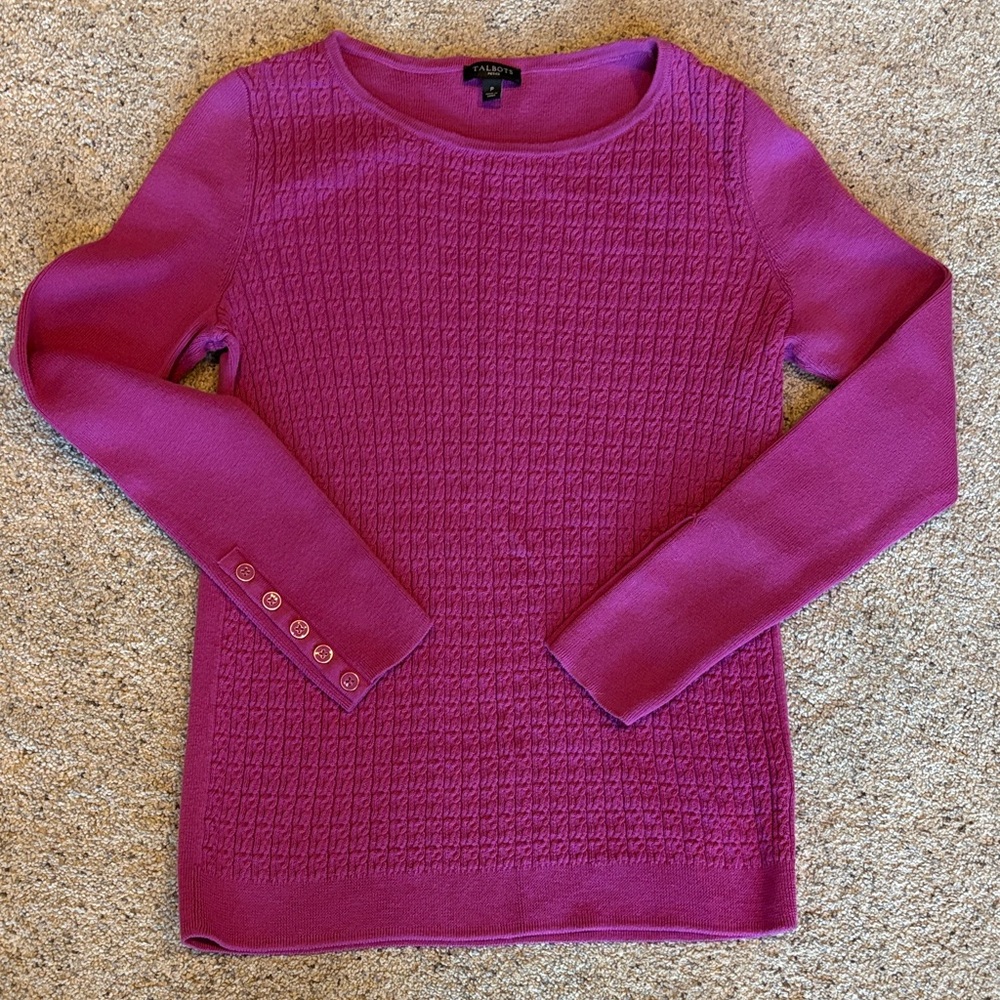 Talbots Fuchsia Crew Neck Sweater